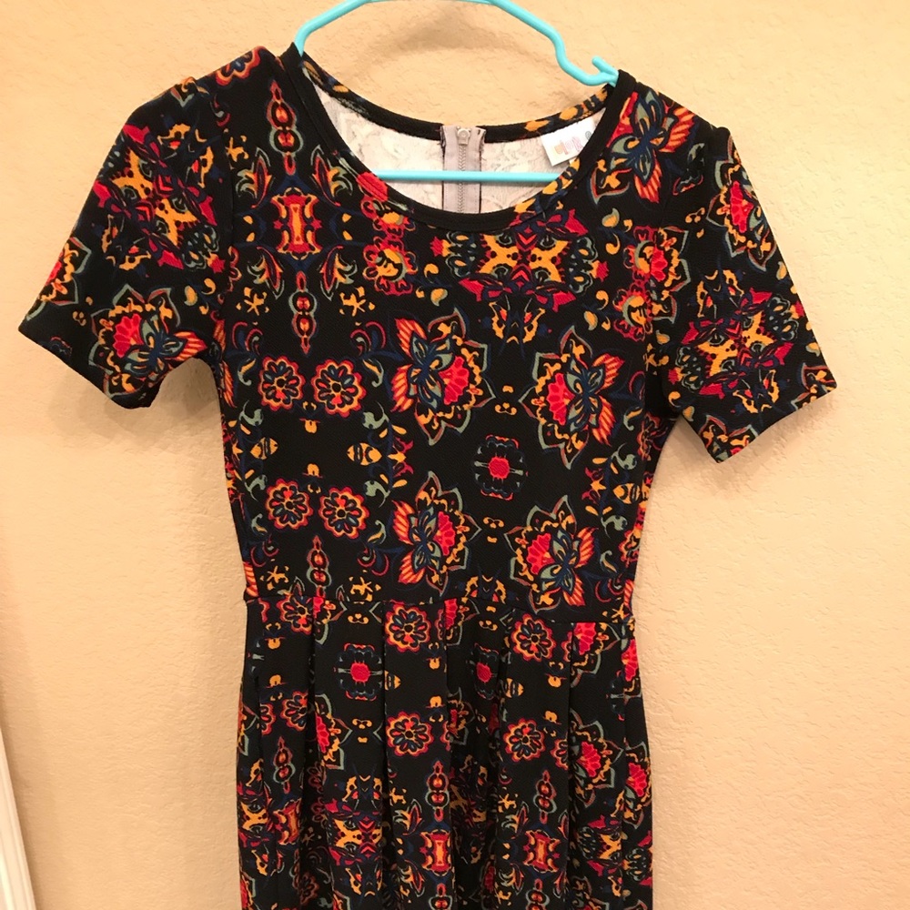 LuLaRoe Black Patterned Amelia Dress